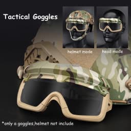 Tactical Glasses 2 Modes Airsoft Goggles Riding Eye Protection for Hiking Paintball Hunting Shooting Eyewear for FAST Helmets