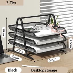 Sliding Paper Tray Organizer Metal Mesh Desktop File Storage Rack Document Letter Holder for Office Home School Classroom