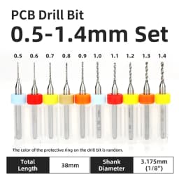 TOOLEYE 10pcs 0.1-1.0mm PCB Drill Bit Micro Carbide Drill Bit Printed Circuit Board Wood Modeling Mini CNC Metal Drill Bit Set