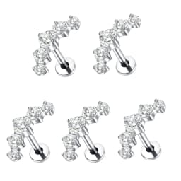 1/5PCS Titanium 16G 5 CZ Labret Lip Rings Crystal Cluster Ear Cartilage Tragus Helix Daith Conch Earring Piercings Jewelry