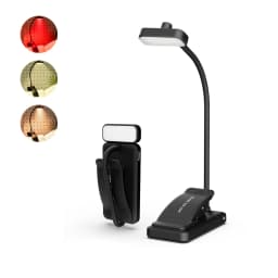 Rechargeable Clip Book Light Gift with Red Warm White Pink 3 Lighting Modes Flexible Gooseneck Eye-Care Clip Lamp Bedroom
