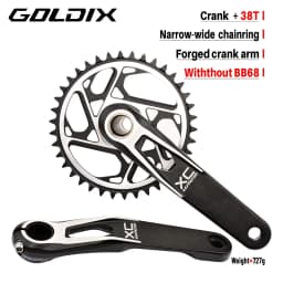 GOLDIX Mountain Bike Crank Chain Wheel Set, Fixed with 3 Screws, Leg Length 170mm/175mm Offset 3 Degrees 30T 32T 34T 36T 38T