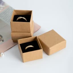 10pack Bulk Rings Box 4x4x3cm Brown Kraft Gift Cardboard Boxes Jewelry Necklace Earring For Women Packaging Case with Sponge