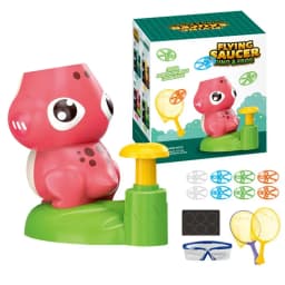 Flying Disc Launcher Toy Rocket Shape Flying Toys Disc Launcher For Kids Interactive Fetch Toy Spinning Toy Indoor & Outside Toy