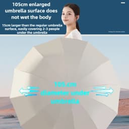 UPF50+ 16-Rib Auto Folding Umbrella - Windproof Large UV Protection Sun & Rain Parasol, Lightweight Travel Design for Women/Men