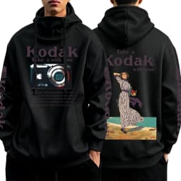 Spring and Autumn Men's Kodak Film Camera Pattern High Collar Hoodie Couple Casual Street Wear Kodak Girls' Hoodie Loose Hoodie