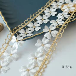 1Yard Gold Flower Lace Trim Ribbon Embroidered Webbing Sewing Craft French African Gift Wrapping 4CM Wide