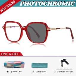 VKYEE Classic Retro Large Framed Glasses Anti-Blue Light Glasses Photochromic Customizable Prescription Glasses PFD2211