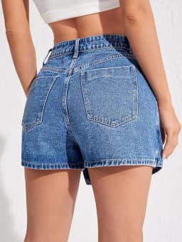 Chic Asymmetrical Hem Denim Skort for Women High Waist Button Fly Jean Skorts with Split Side & Pockets Shorts Skirts Harajuku