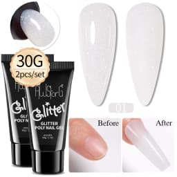 AWStorG Hema Free Poly Nail Gel 30ML Acrylic Gel Finger Extension Transparent Nail Art Extension Quick Building Soak Off UV