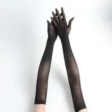 New Solid Color Long Tube Stockings Gloves Ultra-Thin Five Finger Seamless anti Hook Silk Long Transparent Etiquette Gloves Suns