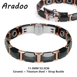 Ceramic Titanium Steel Hematite Magnetic Therapy Bracelet Strap Buckle Adjustable Bracelets With Regulator