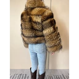 Stand Collar Natural Real Fox Fur Coat for Women Winter Warm Fashionable Lapin Blue Color Full Length Tailored Fit Outerwear