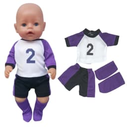 38cm doll clothes for 43cm Bebe doll boy clothes pants blue elephant set for 17" doll fur pajama