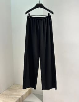 French Style Women 100% Wool Solid Elastic Waist Wide Leg Pants Elegant Lady All Match Long Trousers Pant 2025 Autumn