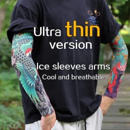 Ultra thin seamle Tattoo Flower Arm For Men Women Cool Travel Cycling Elastic Scratch Resistant Sunscreen Arm Sleeves Accessorie