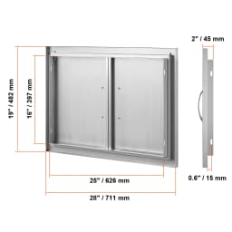 SucceBuy BBQ Access Door Double Outdoor Kitchen Stainless Steel Flush Mount Door for BBQ Island Grilling Station Outside Cabinet