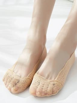 5 Pairs New Peacock Screen Lac Invisible Anti-slip Silicone Thin Socks Lace Edging For Women Summer Simplicity Boat Socks