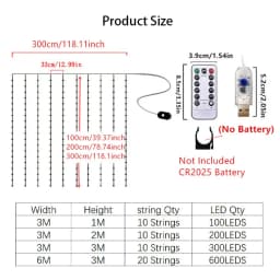 USB LED Curtain String LightsRemote Festoon 8 Modes Garland Lamp Wedding Outdoor Bedroom Muslim Ramadan Decorations EID Mubarak