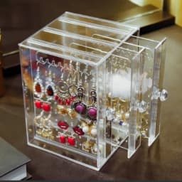 Jewelry Storage Box Acrylic Earring Holder Necklace Display Stand Clear Transparent Classification Easy To Access Easy Access