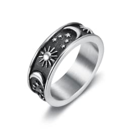 Retro Gothic Men Ladys Rings Clown Playing Cards Hip Hop Rock Ring Titanium Steel Alloy Ancient SilverColor Hip Hop Rock Jewelry