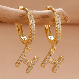 Nidin Hot Sale Initial A-Z Letters Mini Small Hoop Earrings Gold Color Zircon Jewelry Alphabet Fashion Christmas New Year Gift