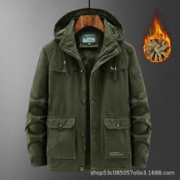 Winter Cotton-padded Men's Tooling Jacket Medium And Long Men's Large-size Coat Warm And Thicker