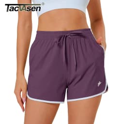 TACVASEN Womens Athletic Running Shorts with 2 Side Pockets Quick Dry Stretchy Workout Gym Shorts Elastic Waistband Activewear
