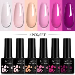 LILYCUTE 6Pcs 7ML Gel DIY Nails Polish Set Bright Pink Nail Charms Soak Off UV LED Gel Varnish Nail Art Design Accessories