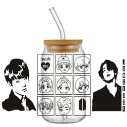 Korean Popular Music Group UV DTF Bottle Stickers Glasses Cup Transfer Stickers DIY Stationery Computer Waterproof Sticker