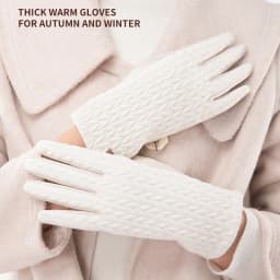 Women Winter Keep Warm Touch Screen Down Suede Fabric Gloves Cycling Drive Fashion Elegant Temperament Windproof Diamond Grid