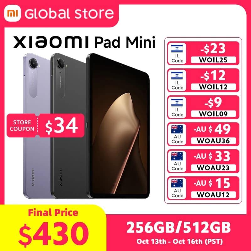 Global Version Xiaomi Pad Mini 8GB/12GB RAM 7500mAh Battery 67W HyperCharge MediaTek Dimensity 9400+ 8.8' 3K Ultra-Clear Display
