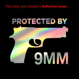 Protected By The Gun 9MM Bumper Vinyl Car Sticker Gun Ammo Decor