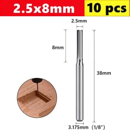 10pcs Carbide End Mill  3.175mm （1/8）Shank 2 Flute Straight Slot Milling Cutter MDF Plastic Wood Cutter CNC Machine Router Bit
