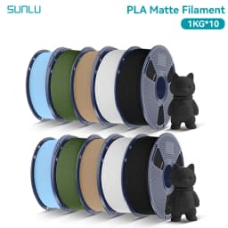 SUNLU 10Roll PLA Matte Filament 1.75mm 1kg Spool (2.2lbs) Smooth Matte Finish Neatly Wound Filament Fit Most FDM Printer