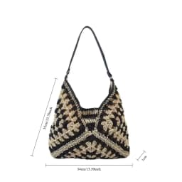 Popular Women's Woven Straw Shoulder Bag Medium Size Handbag with Handle for Beach Vacation Tote Large Capacity Beach Bags