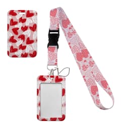 Simple Marble Heart Rainbow Card Holder with Buckle Lovely Hanging Rope ID Pass Hang Accessories Holder Lanyard Passr Case