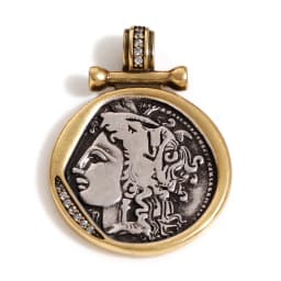 1 Piece Brass Coin Pendants Antique Silver Color Antique Bronze Two Tone Head Portrait For DIY Jewelry Making