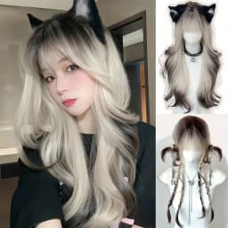 OLACARE Long Body Wave Black Brown Purple Cosplay Wigs Heat Resistant Synthetic Wigs Middle Part Natural Lolita LM Wigs Women