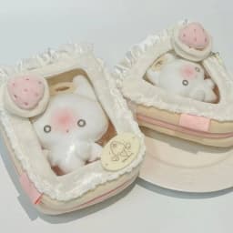 Sweet White Strawberry Cake 10cm Doll Plush Doll Doll Cute Storage Bag Handbag Girl Heart Baby Bag Pendant for Women