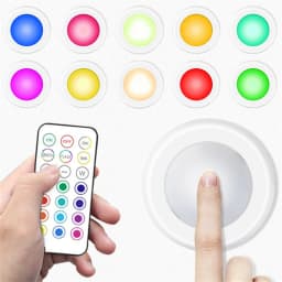 RGB Color Under Cabinet Light Wireless LED Light Remote Control 12 Color Touch Dimmable Night Light for Kitchen Closet Counter