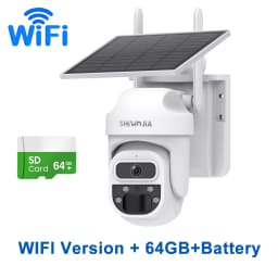 SHIWOJIA 5MP Solar Camera 4G SIM Outdoor 360° Wireless WIFI Solar Battery Powered PTZ Security Cameras PIR Night Vision Video