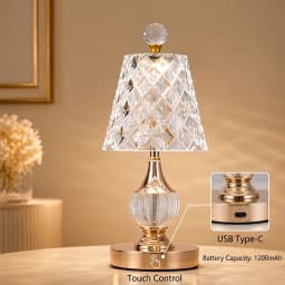 GGbingo Crystal Desk Light Home Decor LED Table Light Luxury Table Lamp Rechargeable Bedside Light Reading Lamp