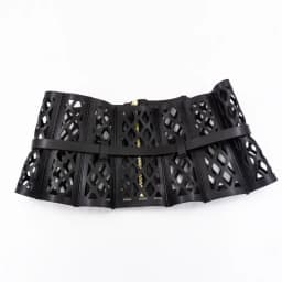 Openwork Mesh Bodice-Style Waist Seal, Leather Women's Fashion Three-Dimensional Curved Shape, Wide Belt Decoration Wais