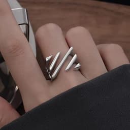 PANJBJ  925 Sterling Silver Double Layer Ring for Women Girl Gift Geometry Hollowing Out Minimalism Fashion Jewelry Wholesale