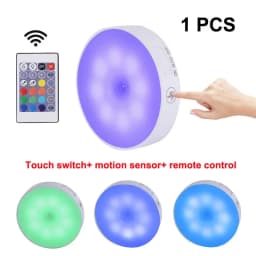 Night Light With Motion Sensor Wireless LED USB Rechargeable Lamp RGB Mood Puck Lights For Bedroom Bedside Cabinet Decor