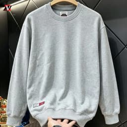 Heavyweight men's autumn and winter solid color terry cotton men's clothing crew neck long sleeve loose casual sweatshirt