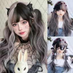 OLACARE Long Body Wave Black Brown Purple Cosplay Wigs Heat Resistant Synthetic Wigs Middle Part Natural Lolita LM Wigs Women