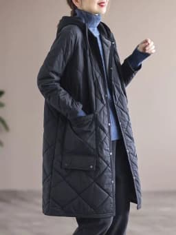 Korean Style Loose Winter Jacket Women's Thickened Cotton Padded Coat Long Zipper Hooded Mid-Length Outerwear