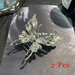 1/2/3 Pcs Large Hollow Butterfly Hair Claws for Women Black Silvery Cool Metal Style Fashion Shark Clips Head Accessories Set